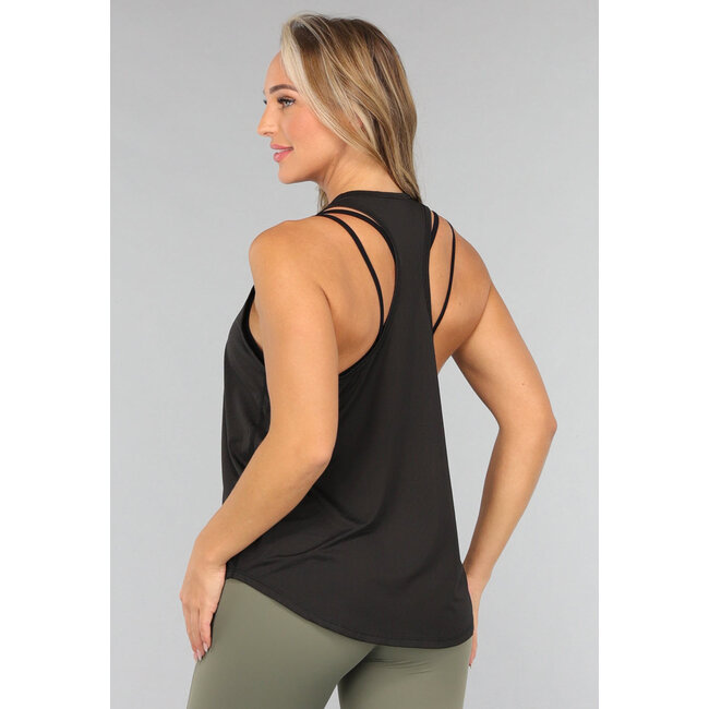 Schwarzes, locker sitzendes Sport-Tank-Top