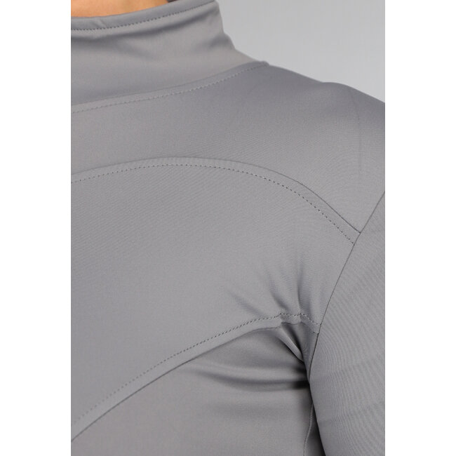Graue Sport Yoga Jacke mit hohem Kragen