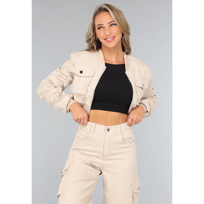 Beige Weites Bein Cargo Co Ord
