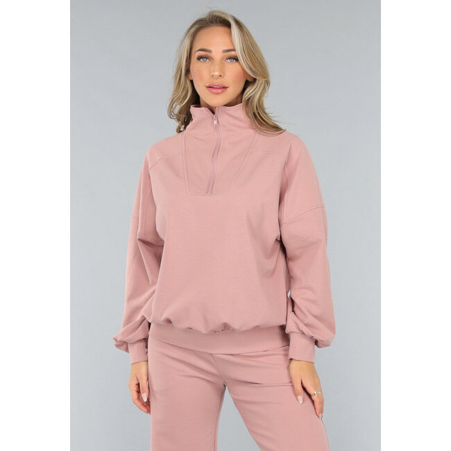 Altrosa Pullover mit Reißverschluss