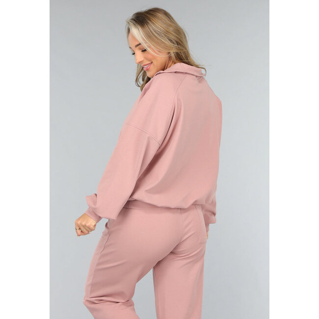 Altrosa Pullover mit Reißverschluss