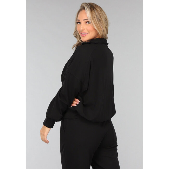 Schwarzer Pullover mit Reißverschluss