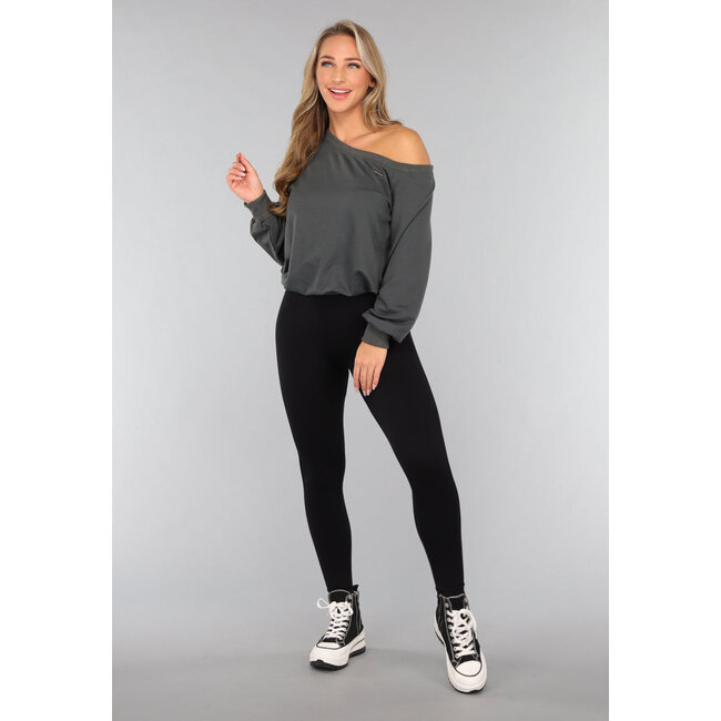 Anthrazitfarbener One-Shoulder-Pullover