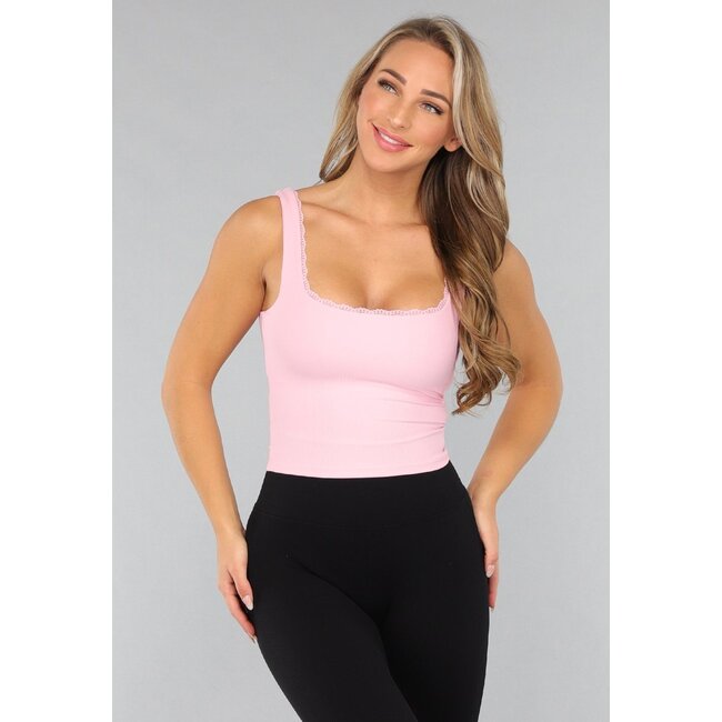 Rosa Rippenkroptop mit Polsterung