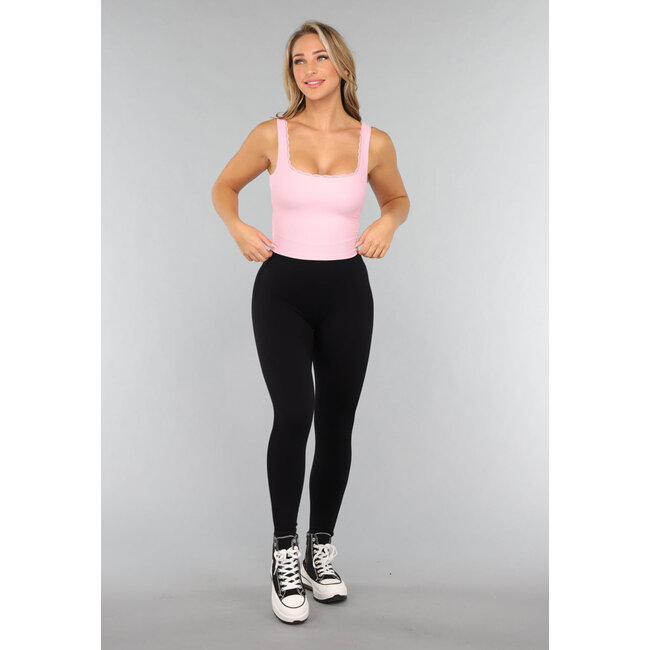 Rosa Rippenkroptop mit Polsterung
