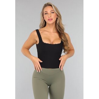 Schwarzes Croptop mit abnehmbaren Pads