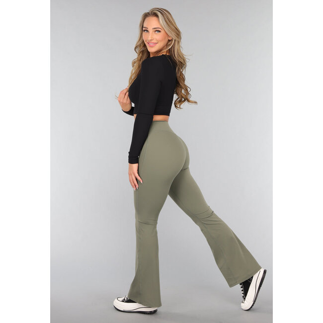 Schwarzes langärmeliges Crop Top mit Polsterung