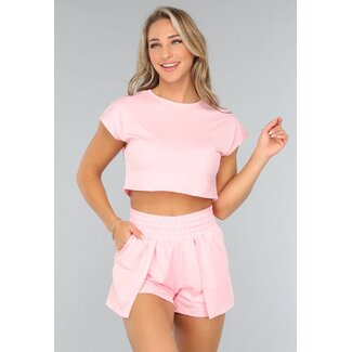 Rosa Kurzärmeliges sportliches Top