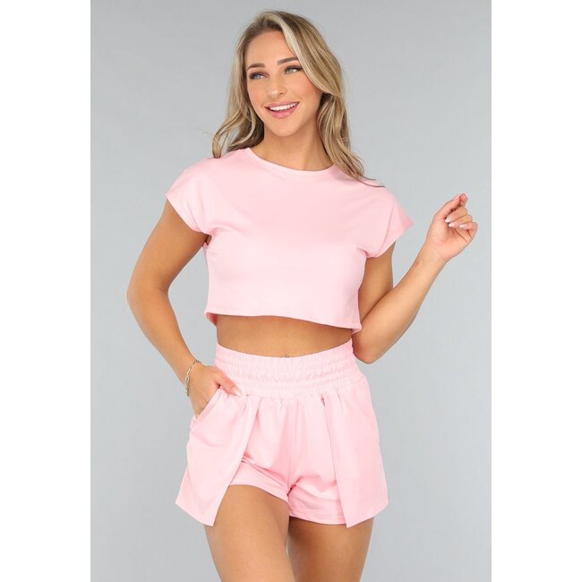 Rosa Kurzärmeliges sportliches Top