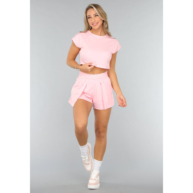 Rosa Kurzärmeliges sportliches Top