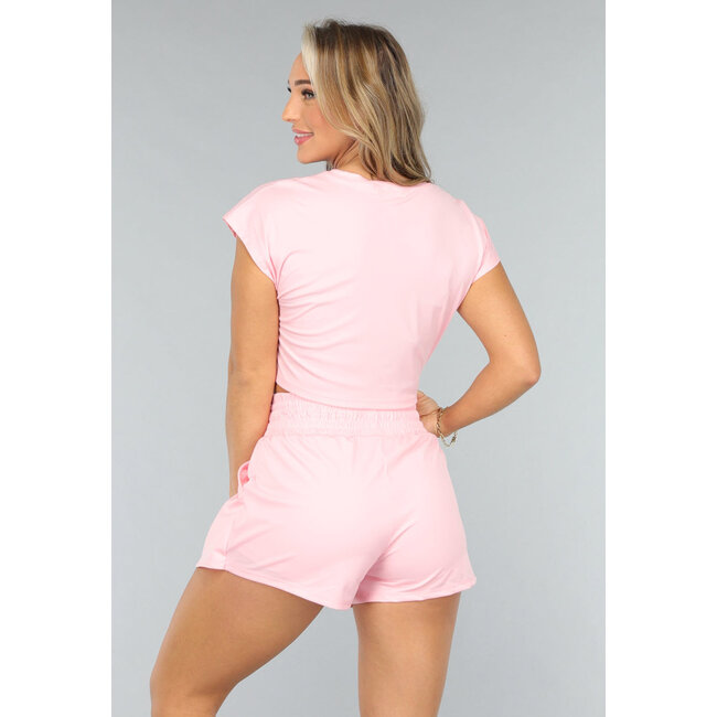 Rosa Kurzärmeliges sportliches Top