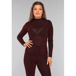 Rotes langärmeliges Top mit Zickzack-Muster
