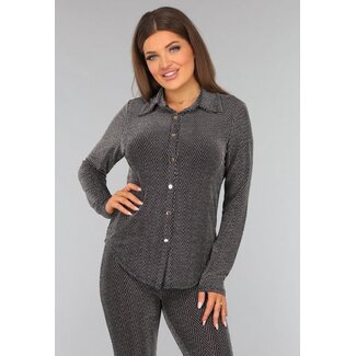 Silberne langärmelige Bluse mit Glitzer