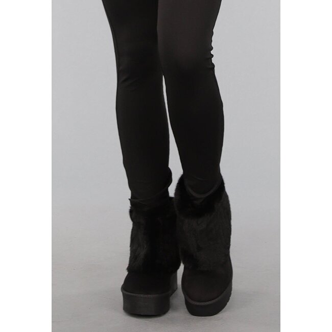 Kurze schwarze Kunstfell-Schneestiefel