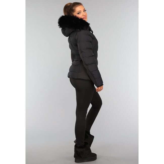 Kurze schwarze Kunstfell-Schneestiefel