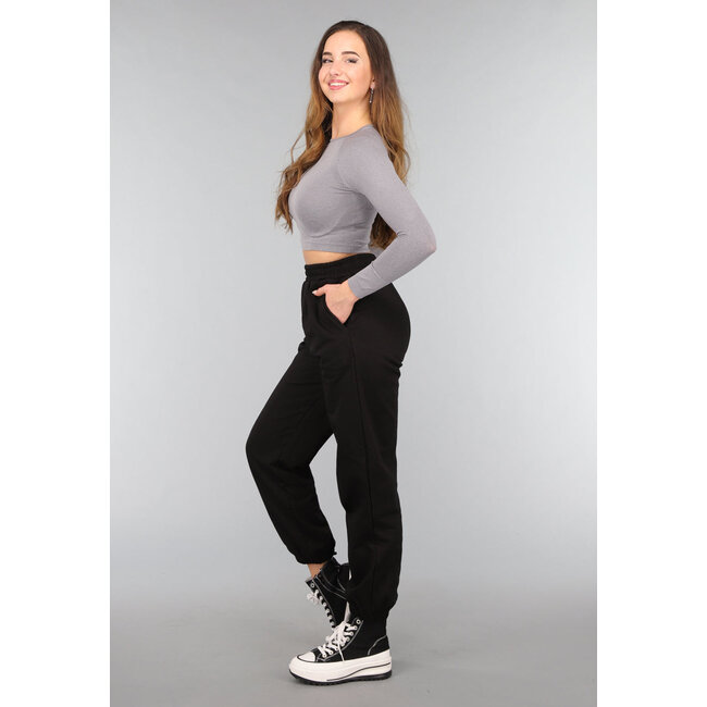 Graues Langarm-Cropped-Sport-Top