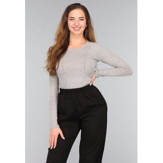 Graues dehnbares Langarm-Sporttop