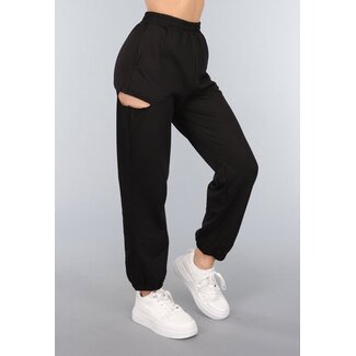 Schwarze Jogginghosen mit Ausschnitt