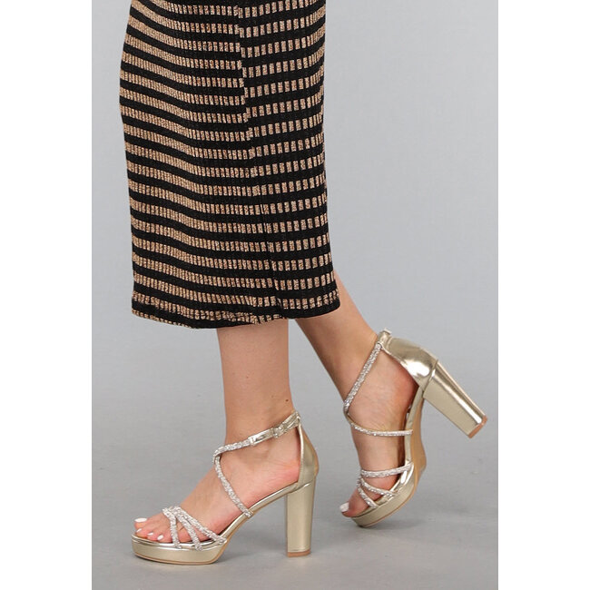 Gold Glitzer Peeptoe Sandalen