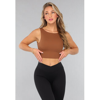 Camel gepolstertes Sporttop mit offenem Rücken
