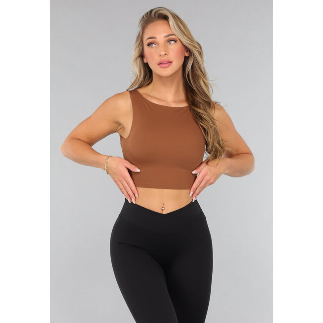 Camel gepolstertes Sporttop mit offenem Rücken