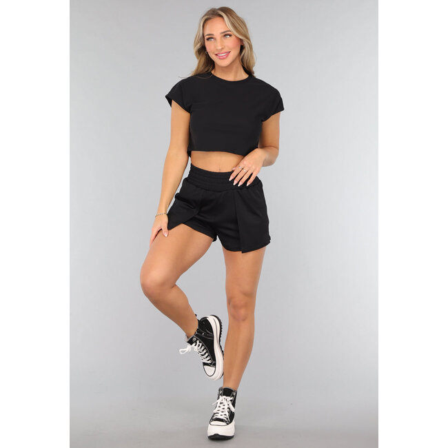 Schwarzes kurzärmeliges Sport-Top
