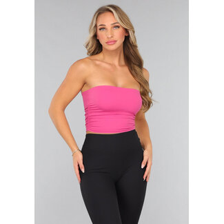 Fuchsia Rippe gepolstertes Bandeau-Top