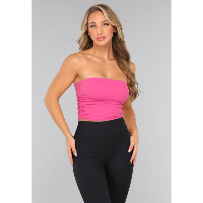 Fuchsia Rippe gepolstertes Bandeau-Top