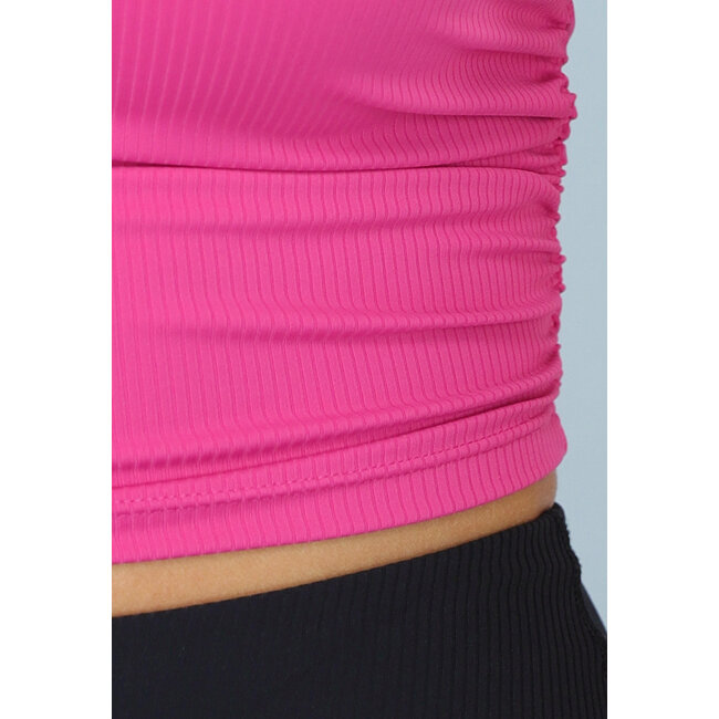 Fuchsia Rippe gepolstertes Bandeau-Top