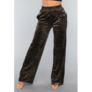 OP=OP.25.NL Weit geschnittene Hose aus Samt mit Panther-Print