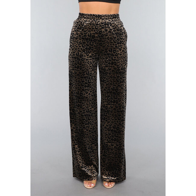 Weit geschnittene Hose aus Samt mit Panther-Print