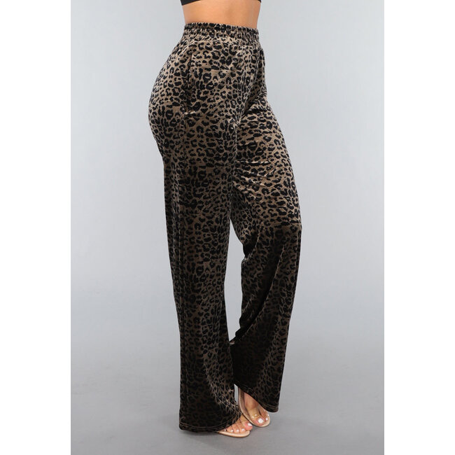 Weit geschnittene Hose aus Samt mit Panther-Print