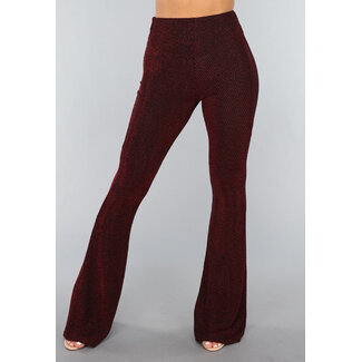 Elastische, lange Schlaghose mit rotem Glitzer