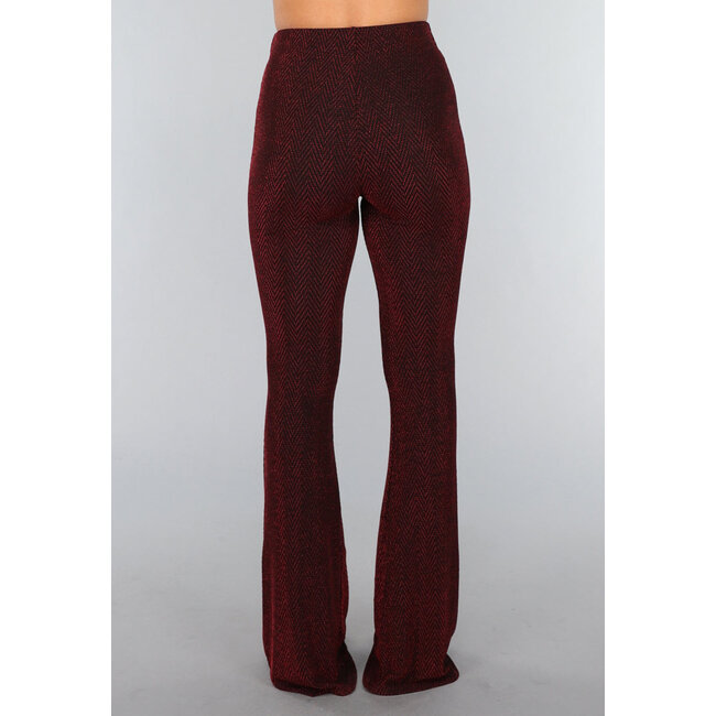 Stretchige Tall Flair-Hose mit rotem Glitzer