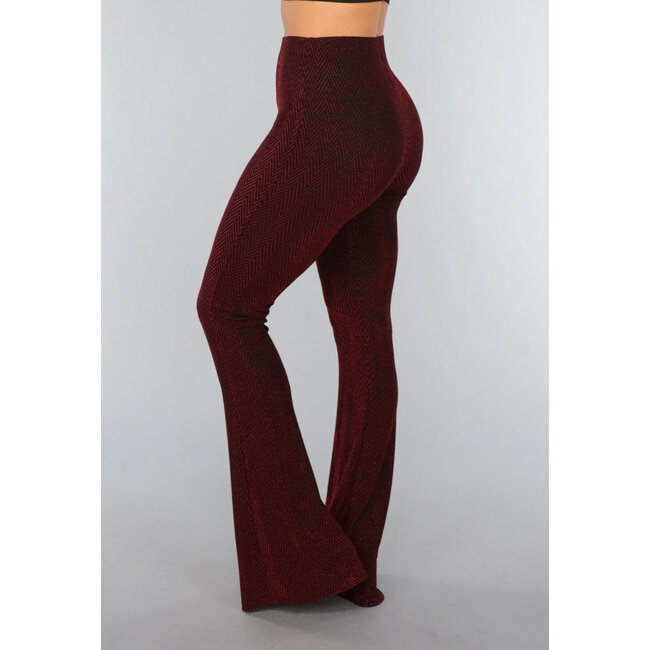 Stretchige Tall Flair-Hose mit rotem Glitzer