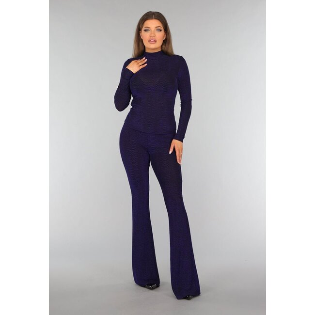 Blaue Glitzer-Flair-Hose in Tall Model