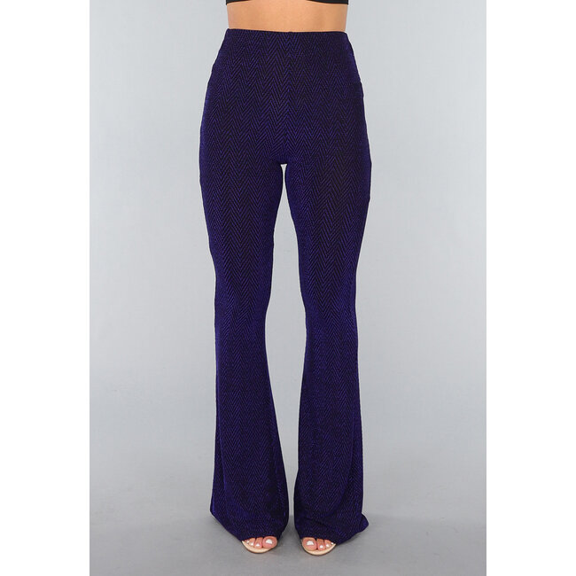 Blaue Glitzer-Flair-Hose in Tall Model