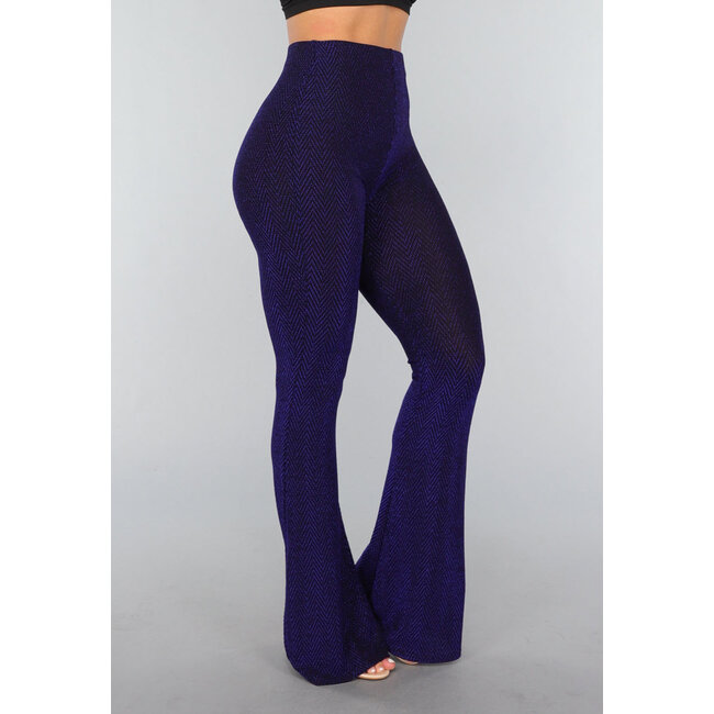Blaue Glitzer-Flair-Hose in Tall Model