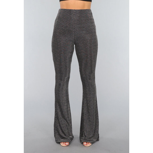 Silberne elastische Hose mit weitem Bein