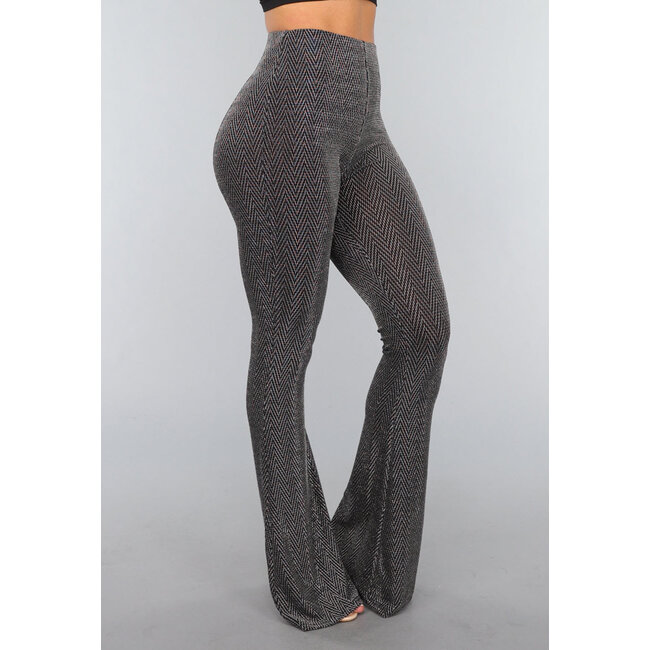 Silberne elastische Hose mit weitem Bein