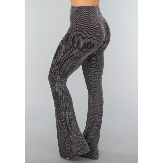 Silberne elastische Hose mit weitem Bein