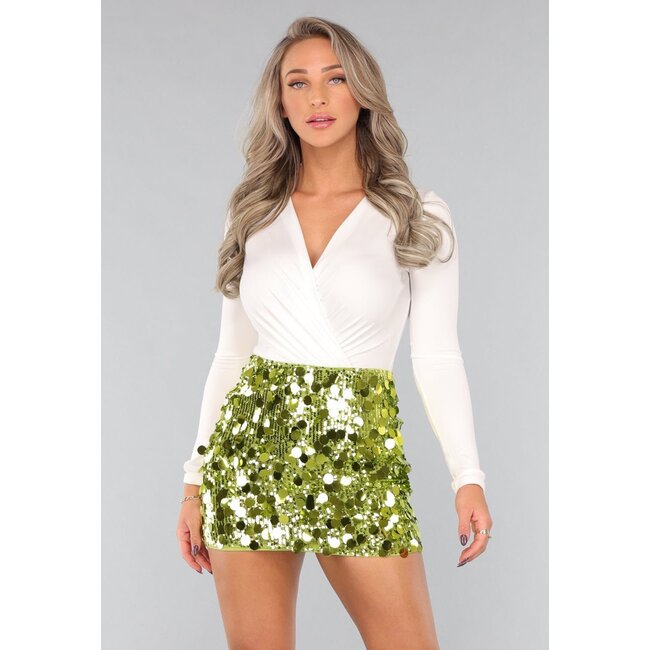 Weißer Langarm-Body mit Überschlag