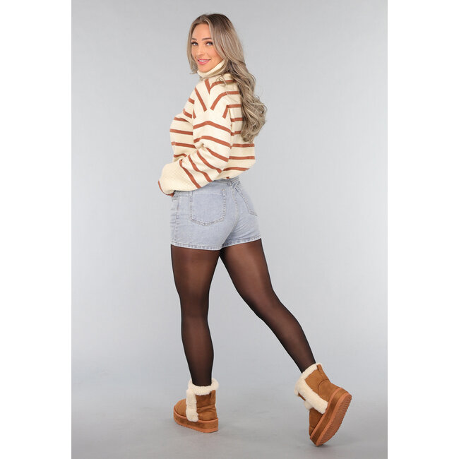 Camel Teddy Booties mit dicker Sohle