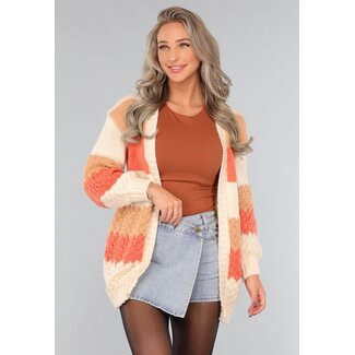 Gestrickte mehrfarbige Strickjacke