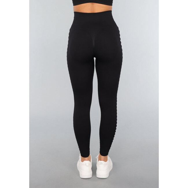 Schwarze Sport-Leggings mit offener Seite