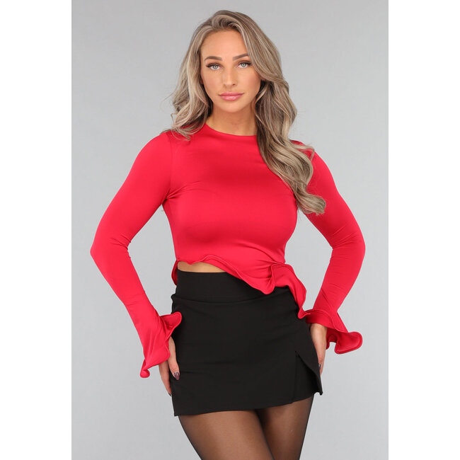 Rotes langärmeliges Wirbel-Top