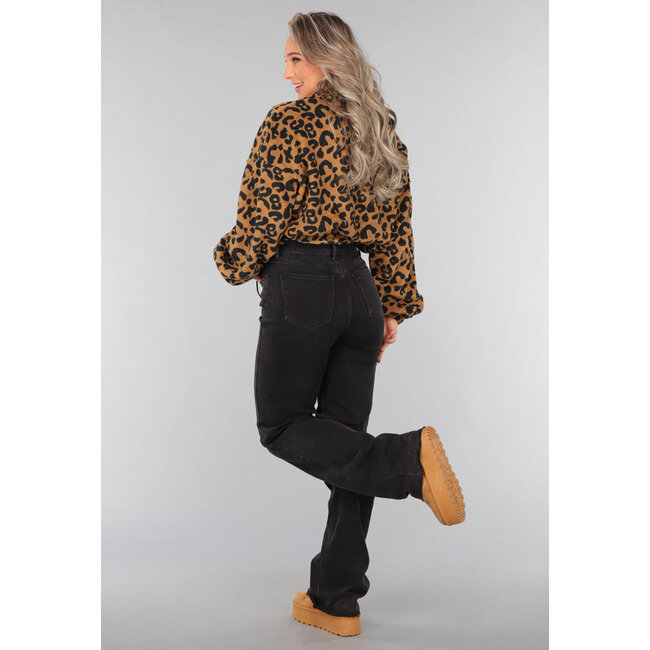 Fleece-Jacke mit Panther-Print