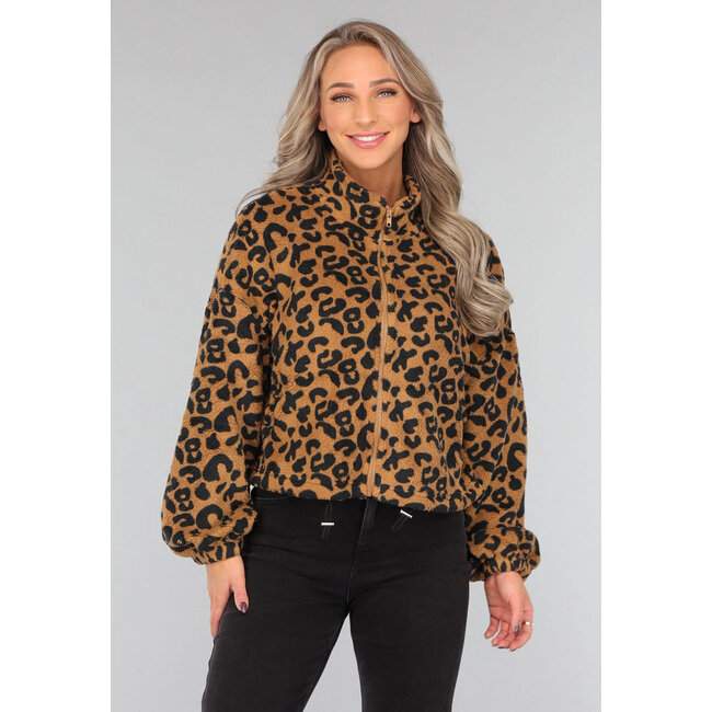 Fleece-Jacke mit Panther-Print