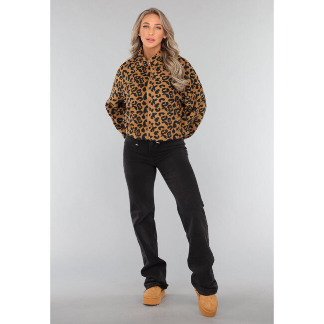 Fleece-Jacke mit Panther-Print