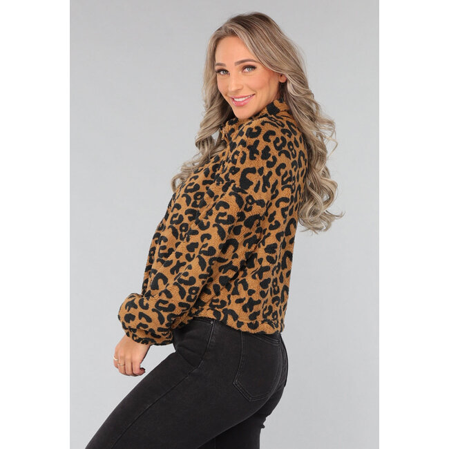 Fleece-Jacke mit Panther-Print